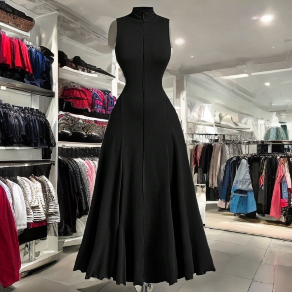 Women's Turtleneck Sleeveless Dress - Picture 2 of 8